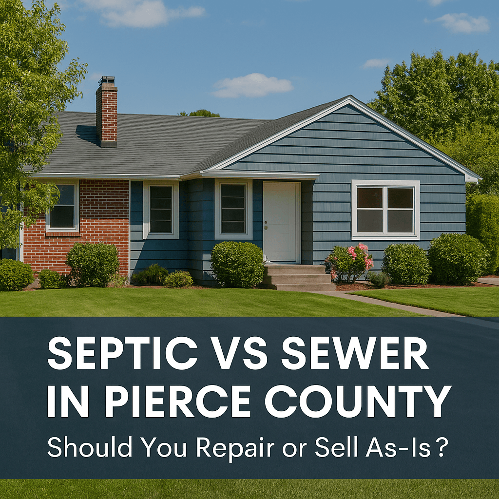 Septic vs sewer Pierce County guide – comparison of septic repair and sewer connection options. Sell house as-is septic