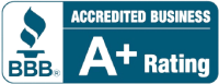 BBB Accredited Business seal with A+ rating, showcasing THINK3RE’s commitment to trust and service excellence in real estate.